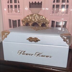Flower Knows  Light Blue Jewelry Box with Gold Embellishments